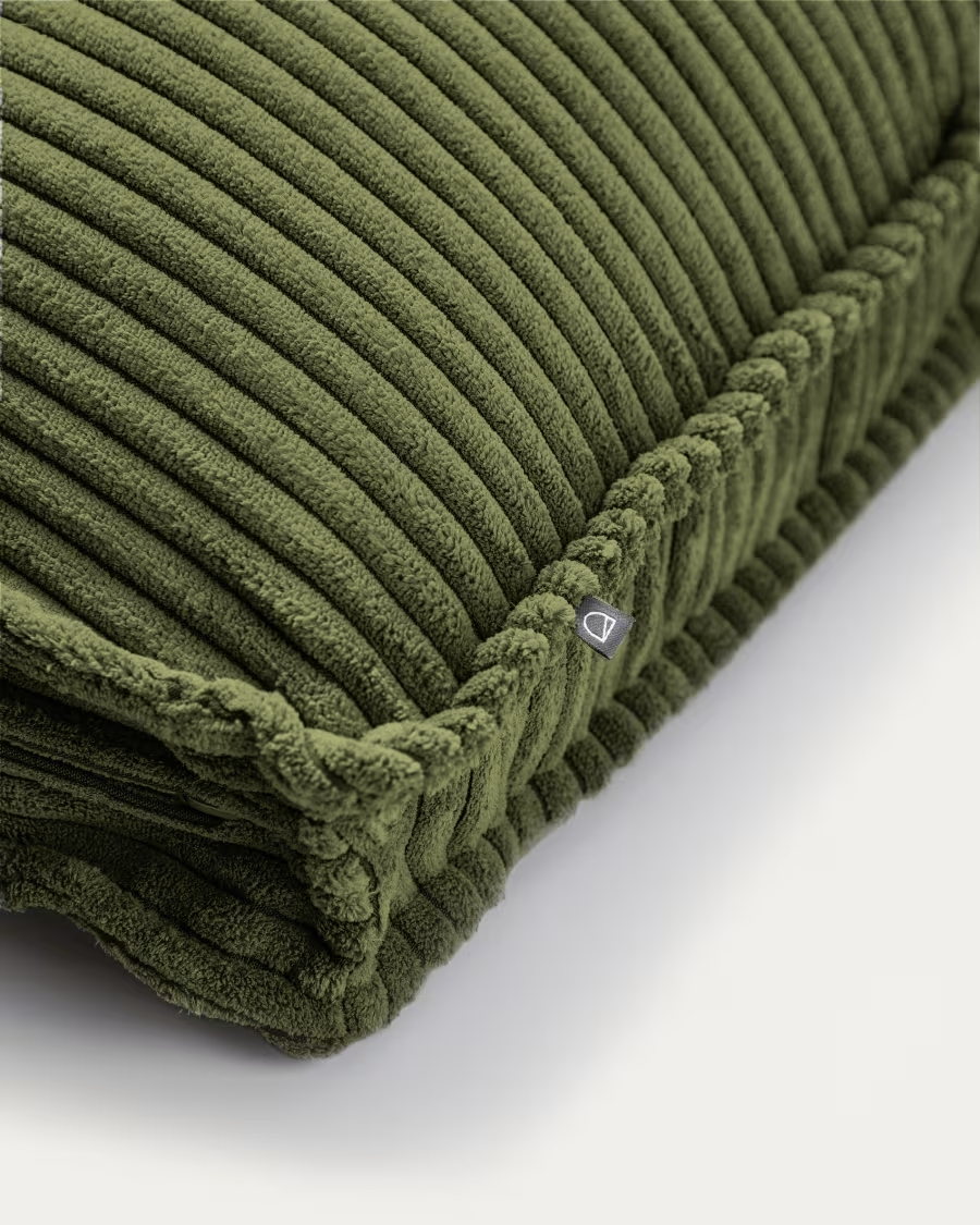 Kave Home Blok cushion in green wide seam corduroy, 50 x 60 cm