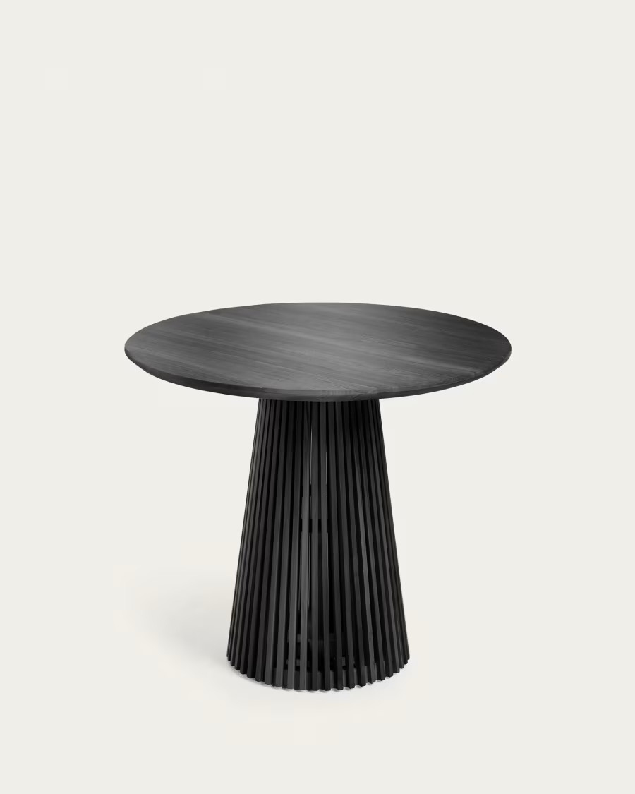 Kave Home Jeanette round solid white cedar wood table in black, Ø 90 cm