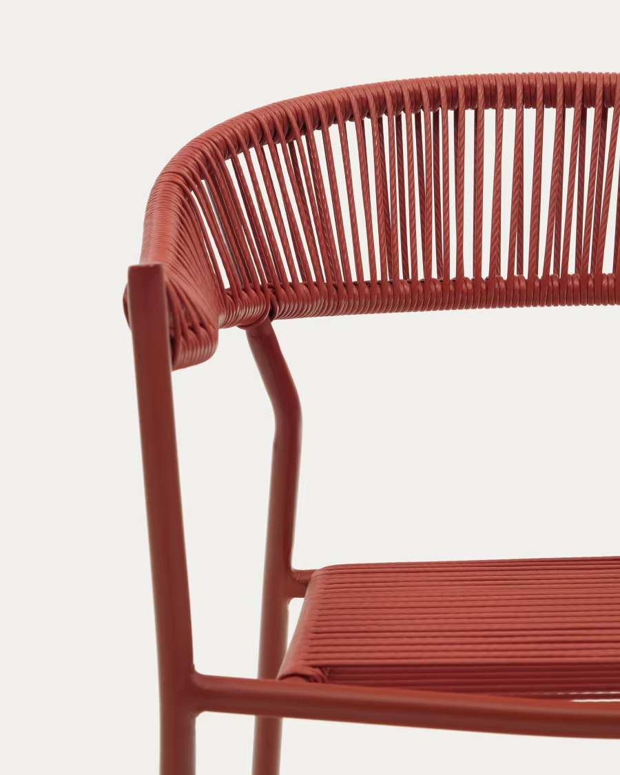 Kave Home 4 x Futadera stackable outdoor chair in terracotta synthetic cord