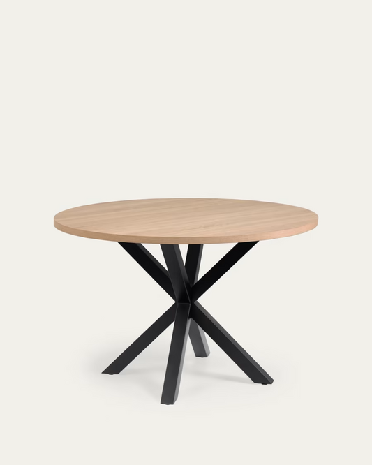 Kave Home Full Argo round 119 cm melamine table steel legs with black finish